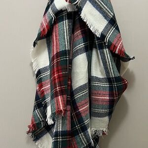 ASOS 54” Square Scarf Oversized Blanket Plaid Scarf Classic Cozy Shawl